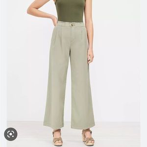 LOFT pull on wide leg pants in soft twill